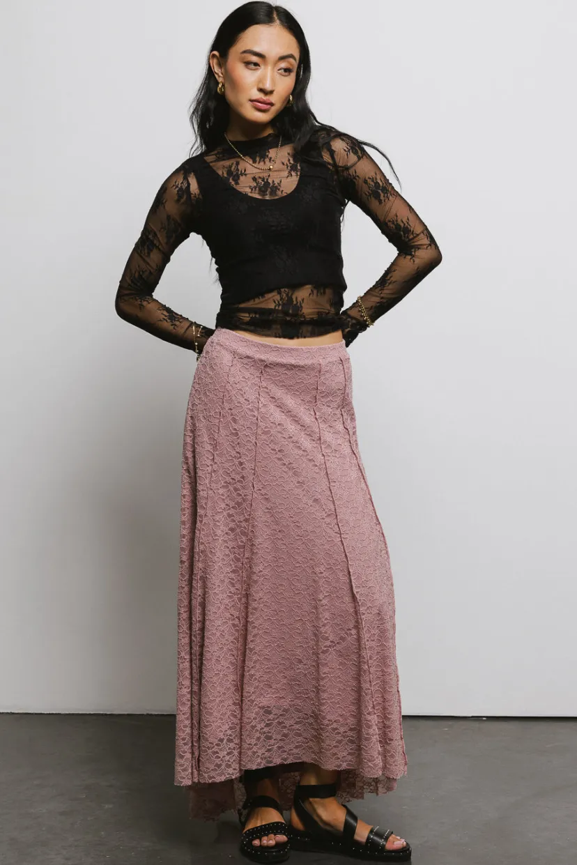 Skirts | All Bottoms>Bohme Eliza Lace Skirt in Rose