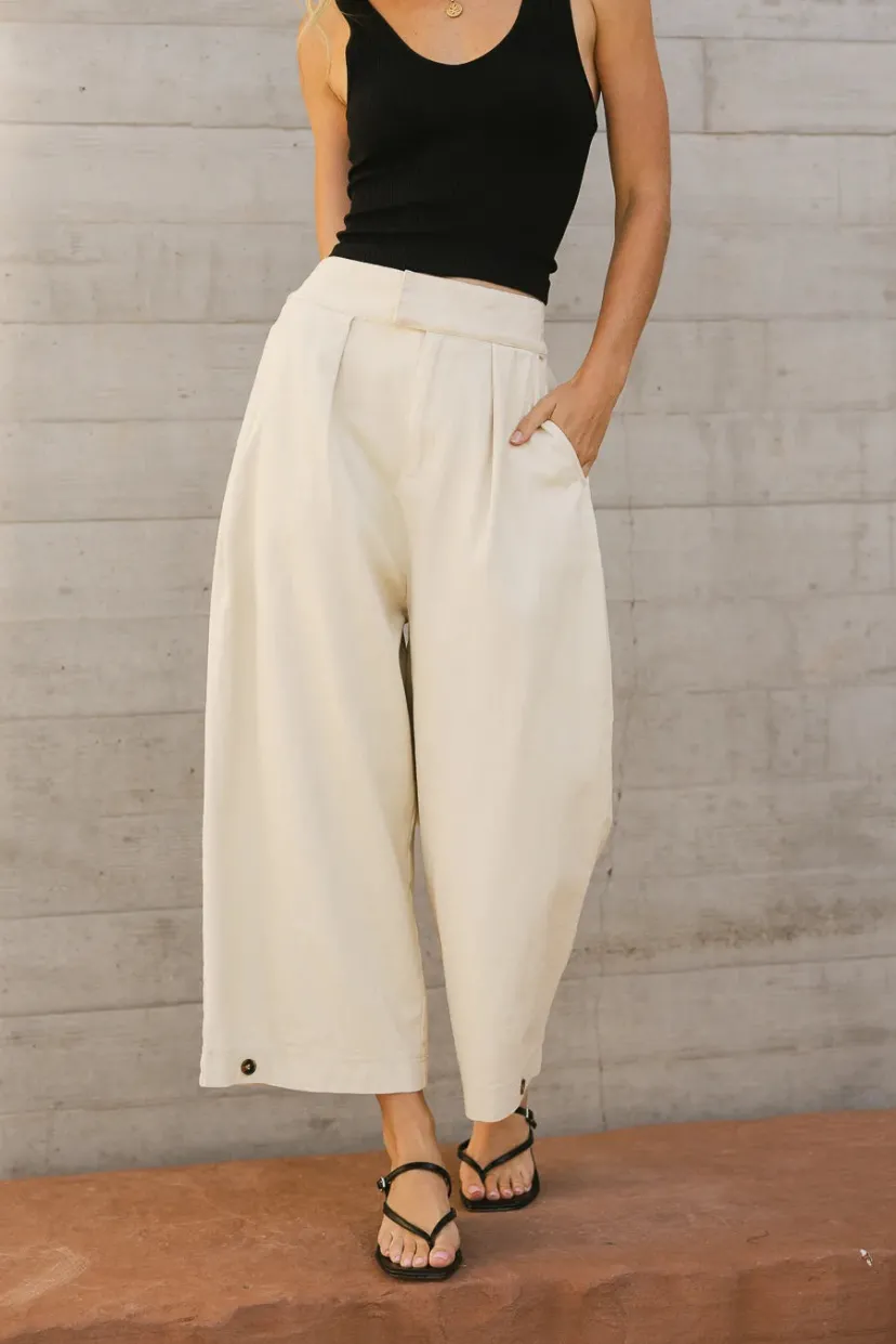 Pants | All Bottoms>Bohme Elke Button Slacks in - FINAL SALE Natural