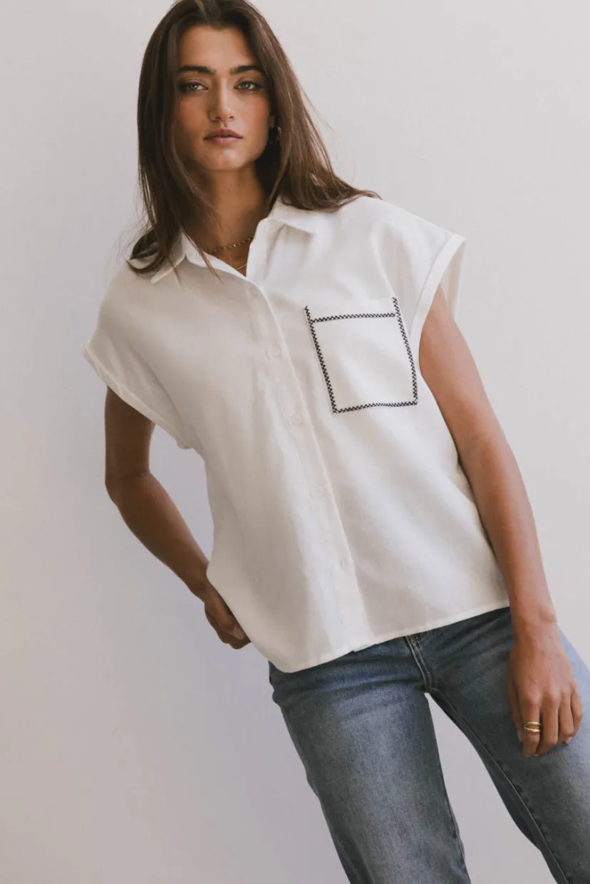 Tops | Blouses>Bohme Elle Embroidered Button Up