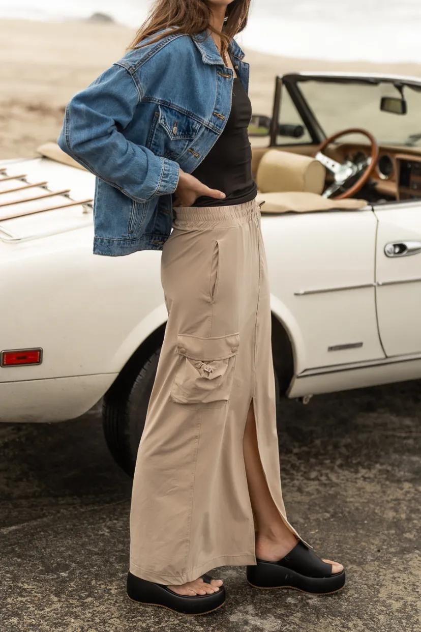 Skirts | All Bottoms>Bohme Ellie Cargo Skirt in Taupe