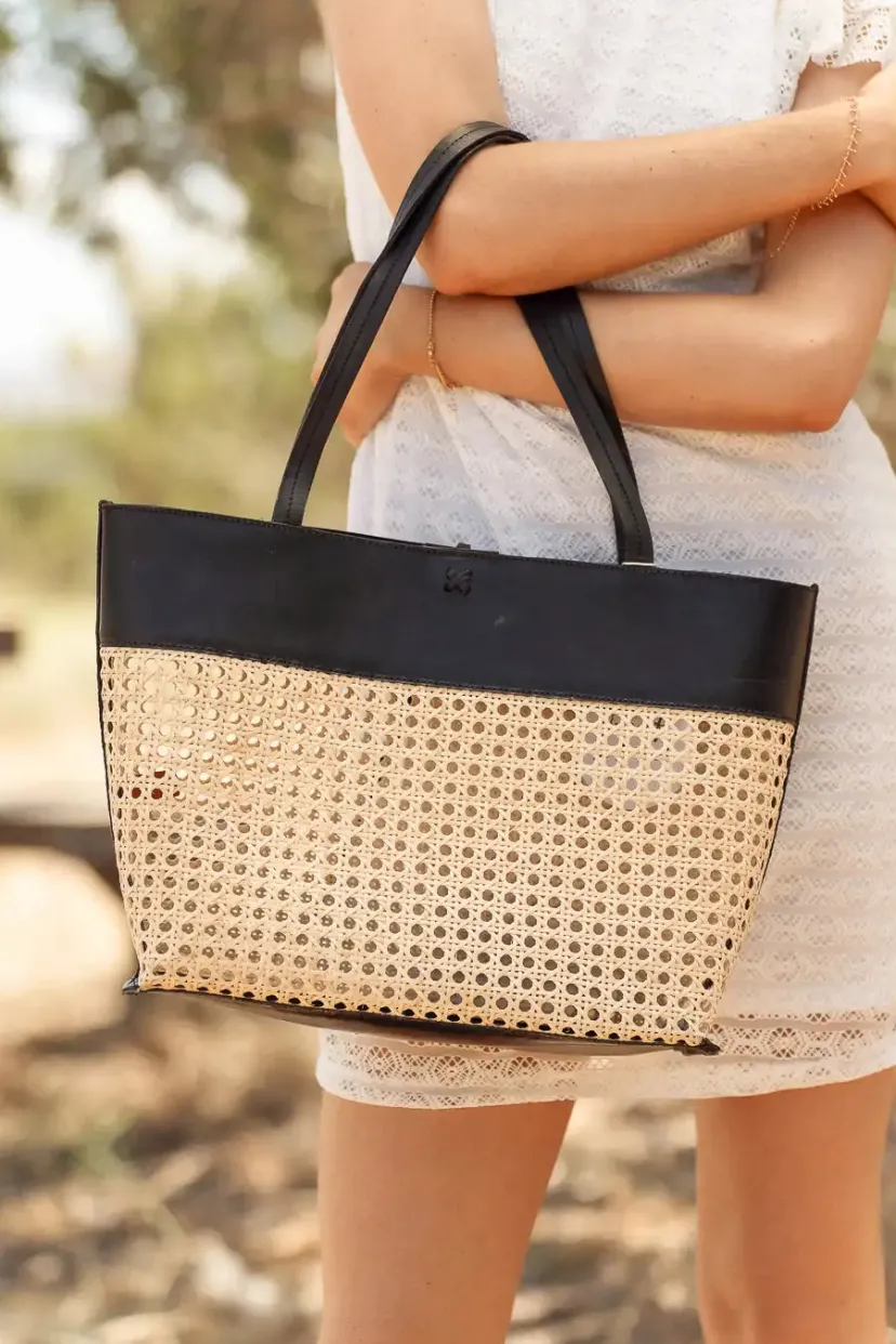 Bags>Bohme Ellie Wicker Tote in Black