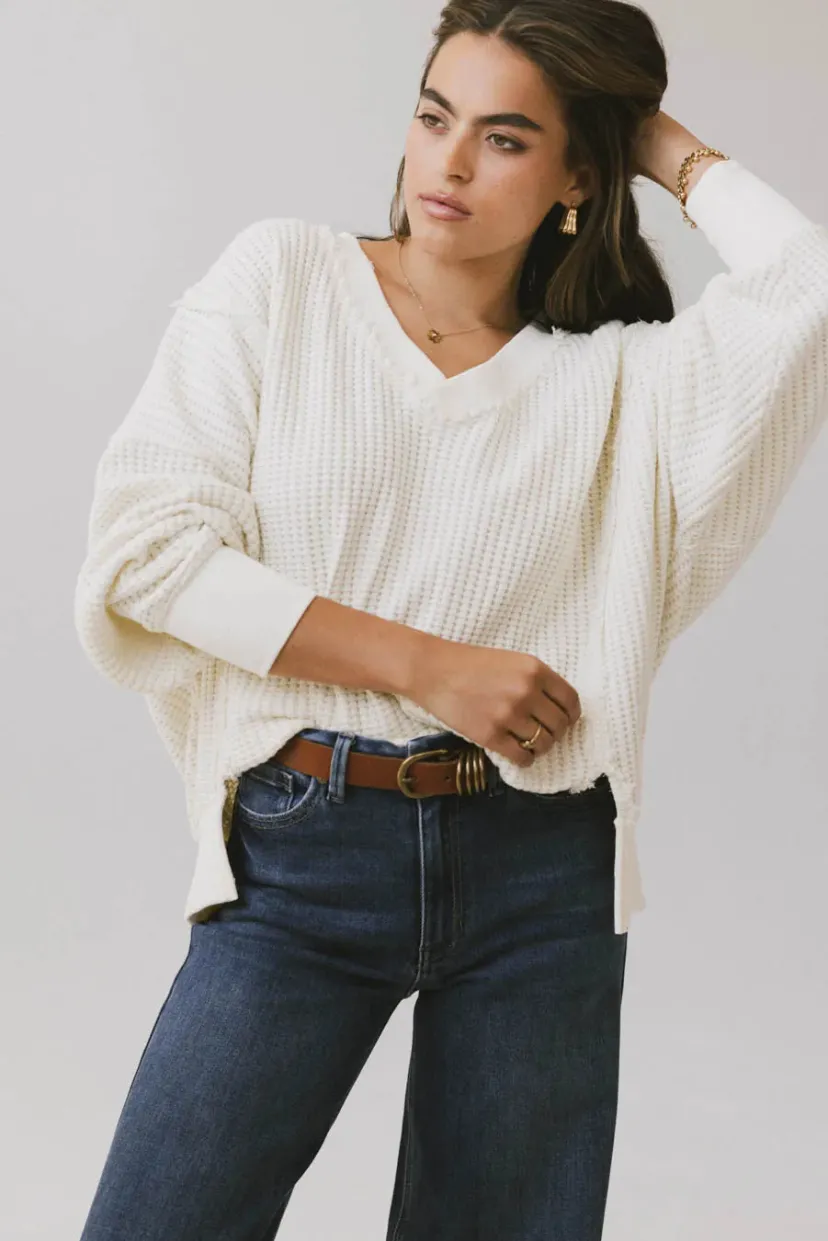 Tops>Bohme Ellis Waffle Knit Top in Cream