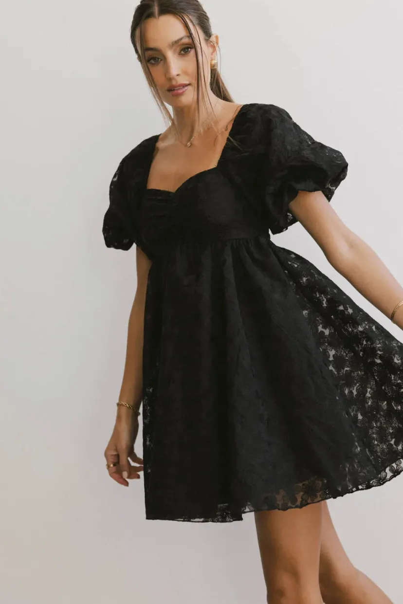 Dresses | Mini Dresses>Bohme Elodie Floral Babydoll Dress in Black