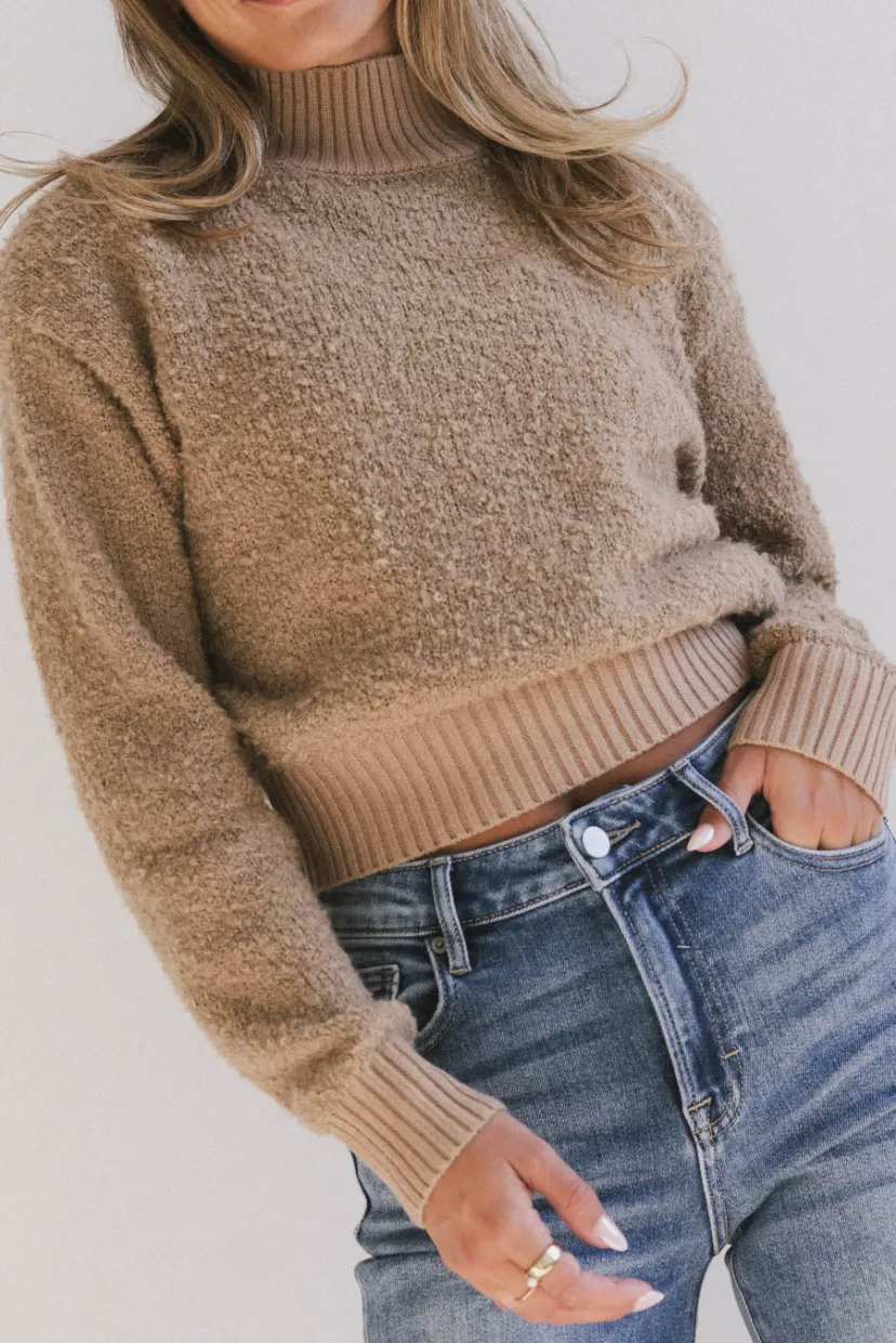 Tops | Sweaters>Bohme Eloise Mock Neck Sweater in Taupe