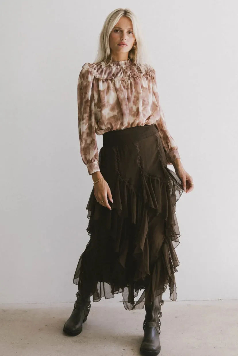 Skirts | All Bottoms>Bohme Emerson Ruffled Maxi Skirt in Brown