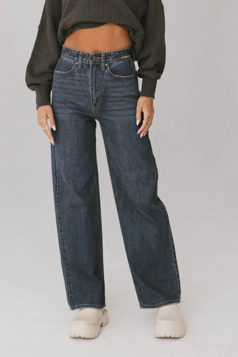 Denim | All Bottoms>Bohme Emiliano Wide Leg Jeans in Dark Wash Darkwash