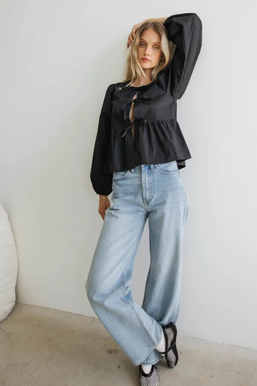 Denim | All Bottoms>Bohme Emiliano Wide Leg Jeans in Light Wash Lightwash