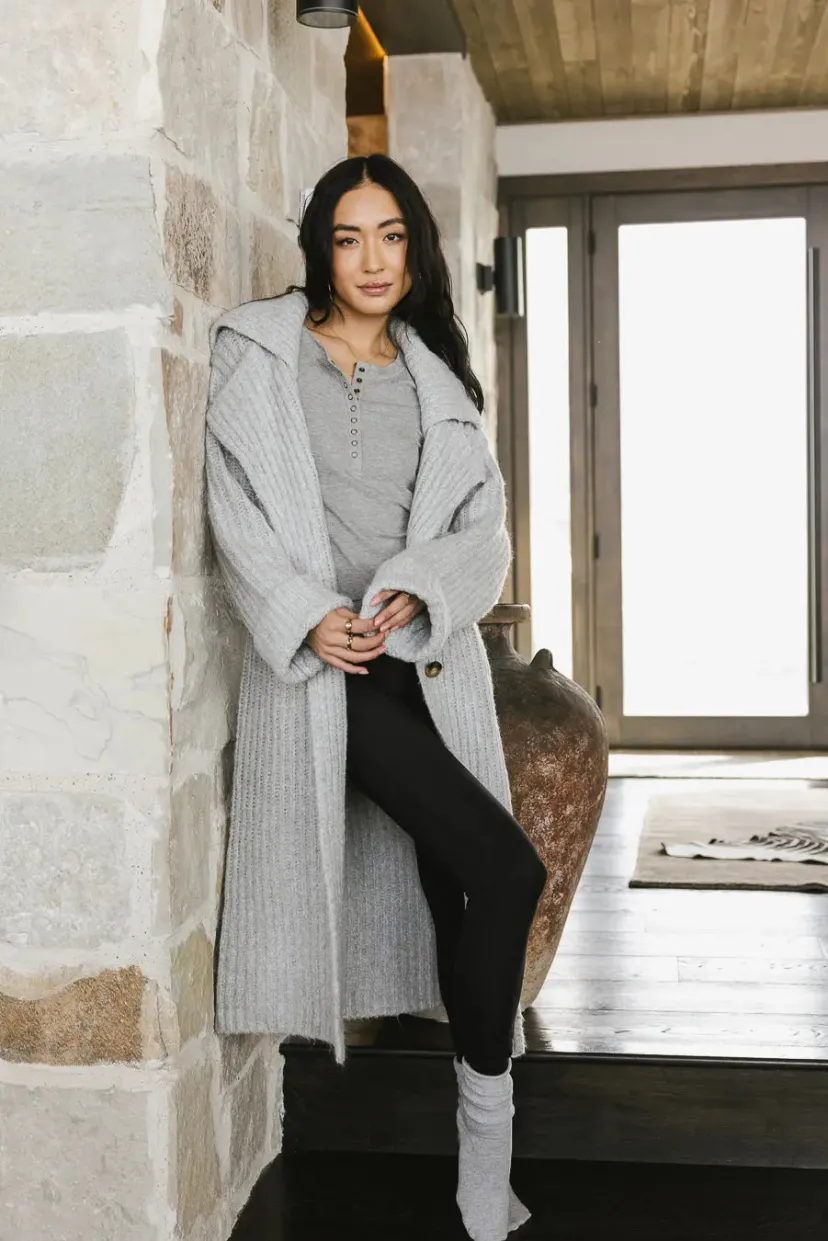 Cardigans>Bohme Emily Long Cardigan in Grey