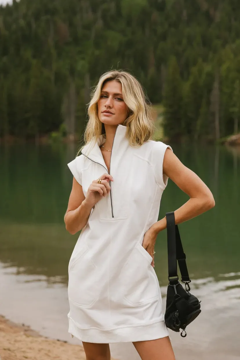 Dresses>Bohme Emory Quarter Zip Dress in Ivory