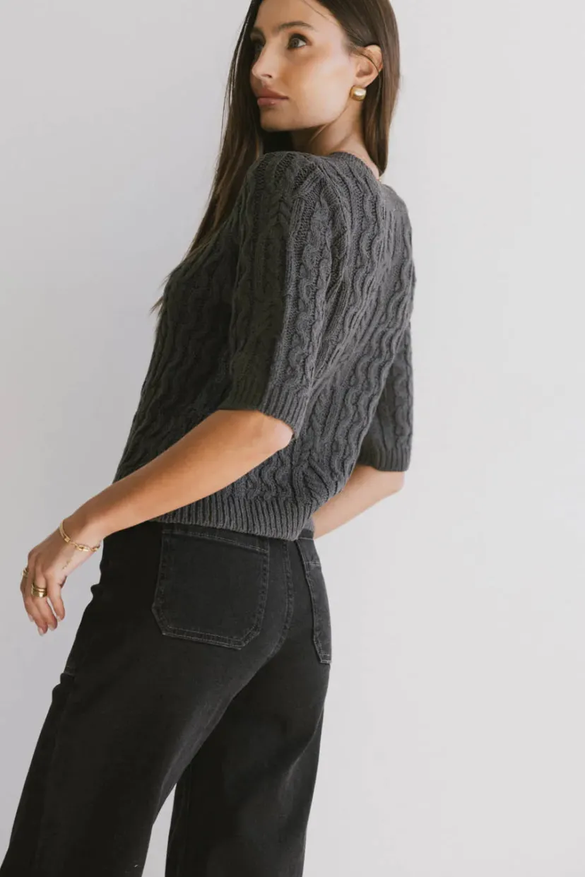 Sweaters | Cardigans>Bohme Erika Cable Knit Cardigan in Charcoal