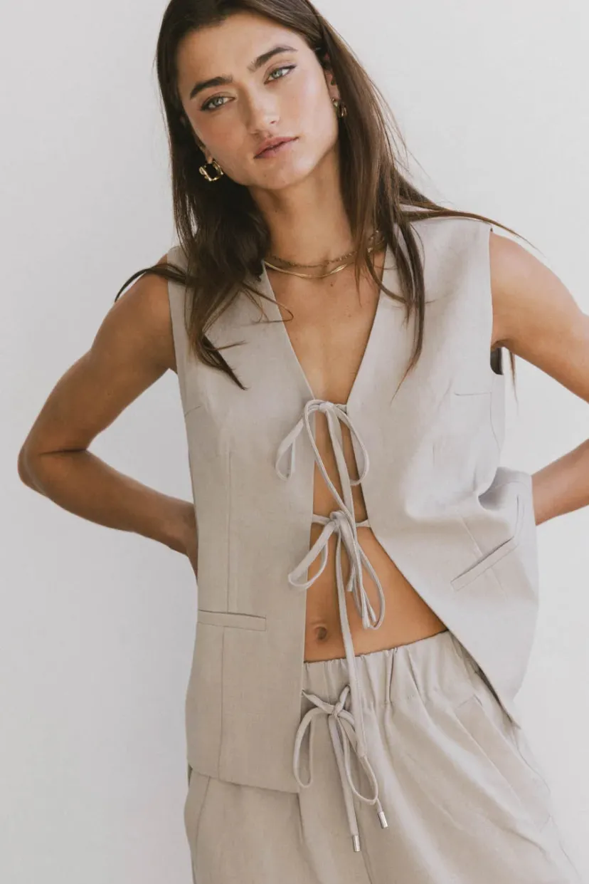 Tops | Sets>Bohme Eslyn Oversized Vest in Taupe