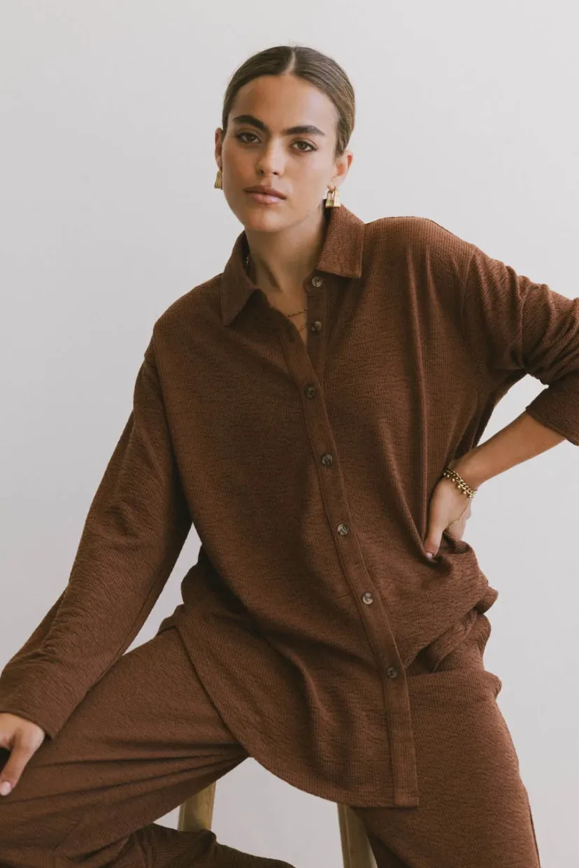 Tops | Loungewear>Bohme Etta Button Up in Terracotta