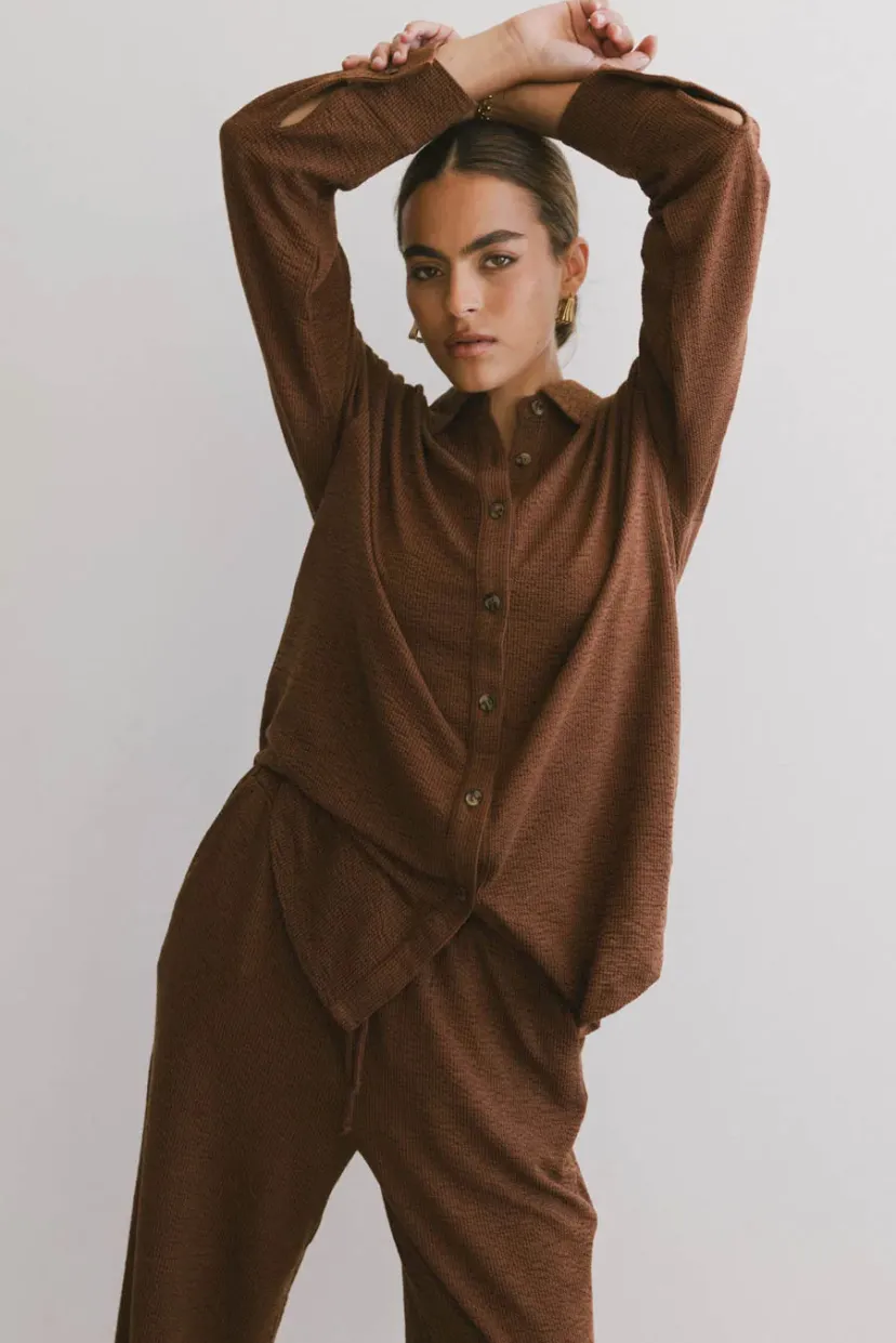 Tops | Loungewear>Bohme Etta Button Up in Terracotta