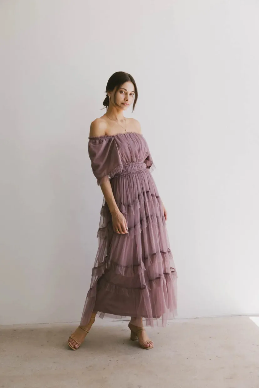 Dresses>Bohme Eugena Ruffled Maxi Dress in Lavender