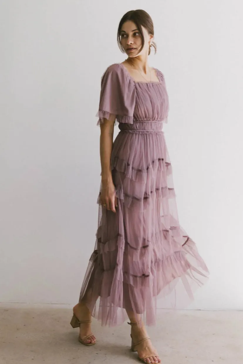 Dresses>Bohme Eugena Ruffled Maxi Dress in Lavender