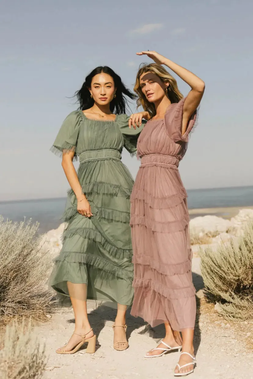 Dresses | Maxi Dresses>Bohme Eugena Ruffled Maxi Dress in Teal