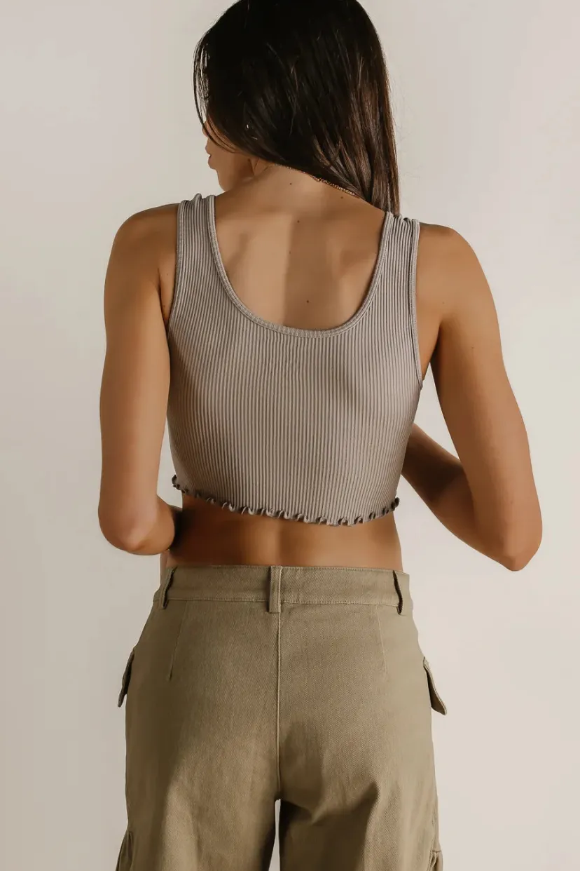 Tops | Essentials>Bohme Everleigh Cropped Tank in Taupe