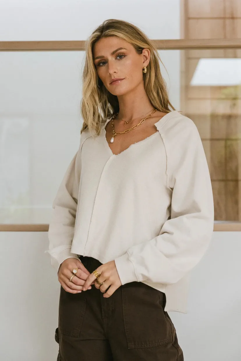 Tops>Bohme Exposed Seam Sweatshirt in Natural