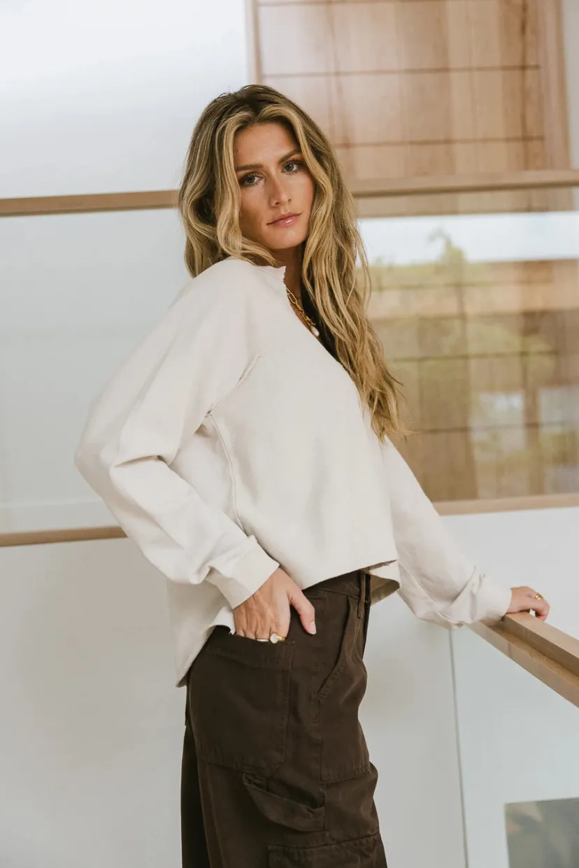 Tops>Bohme Exposed Seam Sweatshirt in Natural