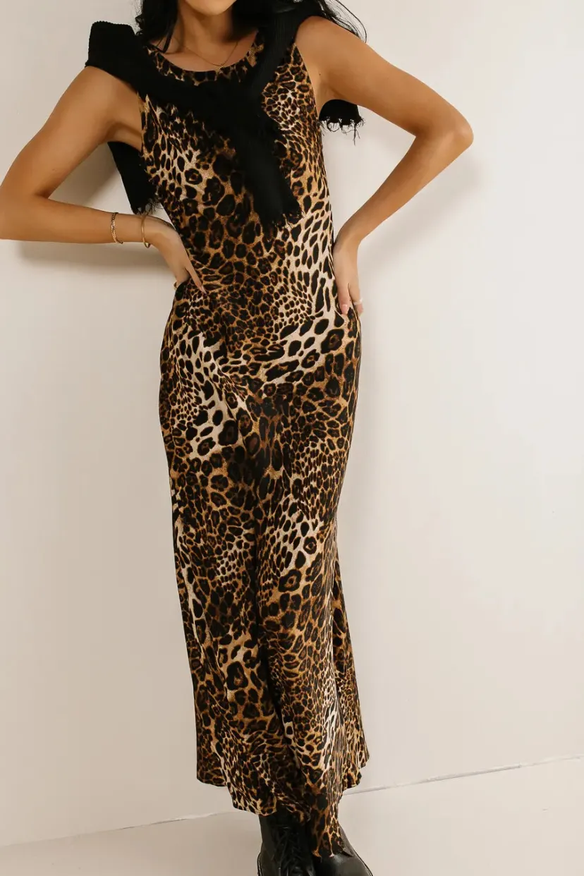 Dresses | Maxi Dresses>Bohme Farren Twofer Leopard Print Dress