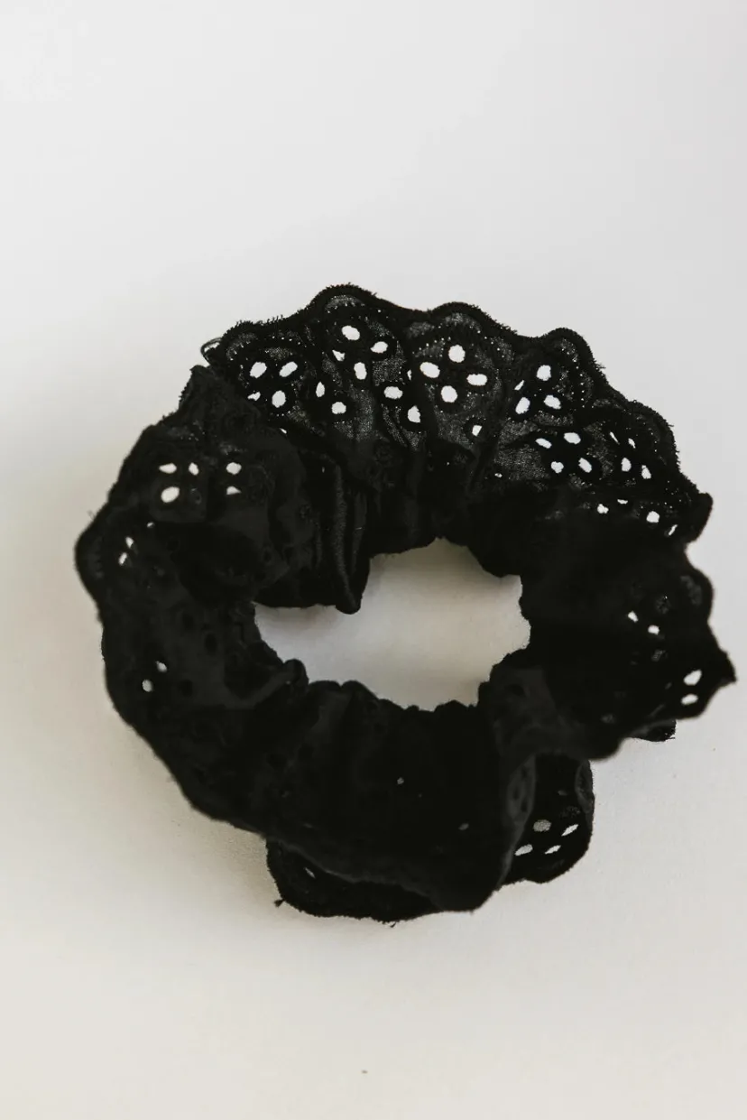 Hair Accessories>Bohme Floral Lace Scrunchie in Black