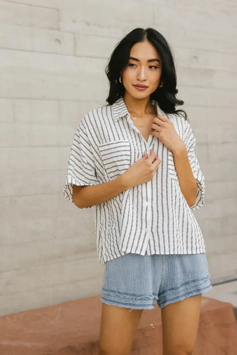 Tops | Blouses>Bohme Francine Striped Button Up