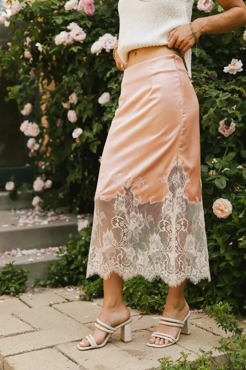 Skirts | All Bottoms>Bohme Frankie Asymmetrical Skirt in Peach