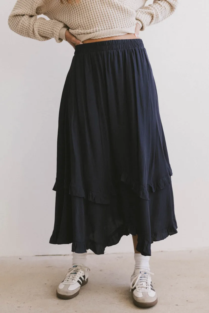 Skirts | All Bottoms>Bohme Franky Midi Skirt in Navy