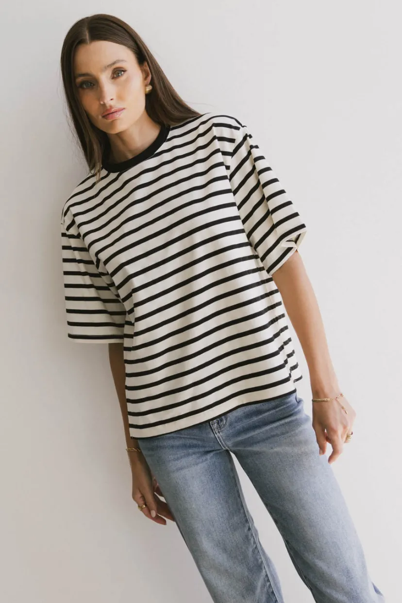 Tops | Tees & Tanks>Bohme Freddie Striped Tee in Black