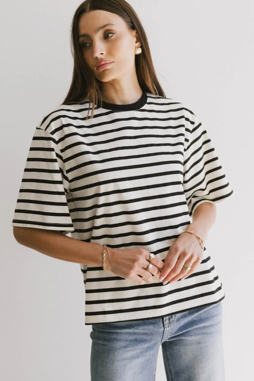 Tops | Tees & Tanks>Bohme Freddie Striped Tee in Black