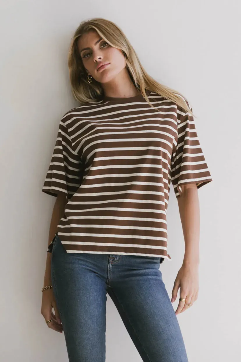 Tops | Tees & Tanks>Bohme Freddie Striped Tee in Brown