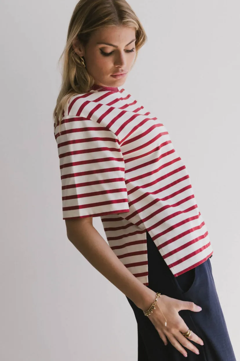 Tops | Tees & Tanks>Bohme Fdie Striped Tee in Red