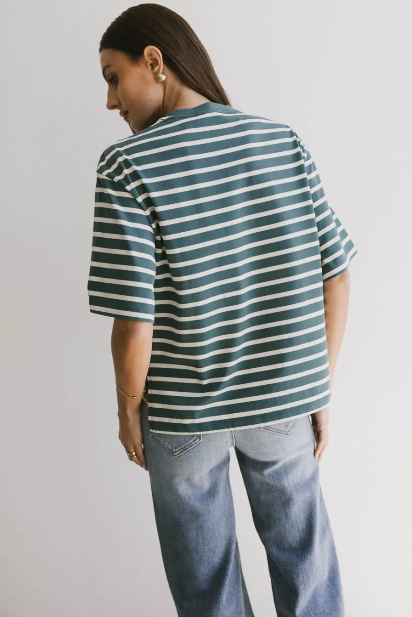 Tops | Tees & Tanks>Bohme Freddie Striped Tee in Teal