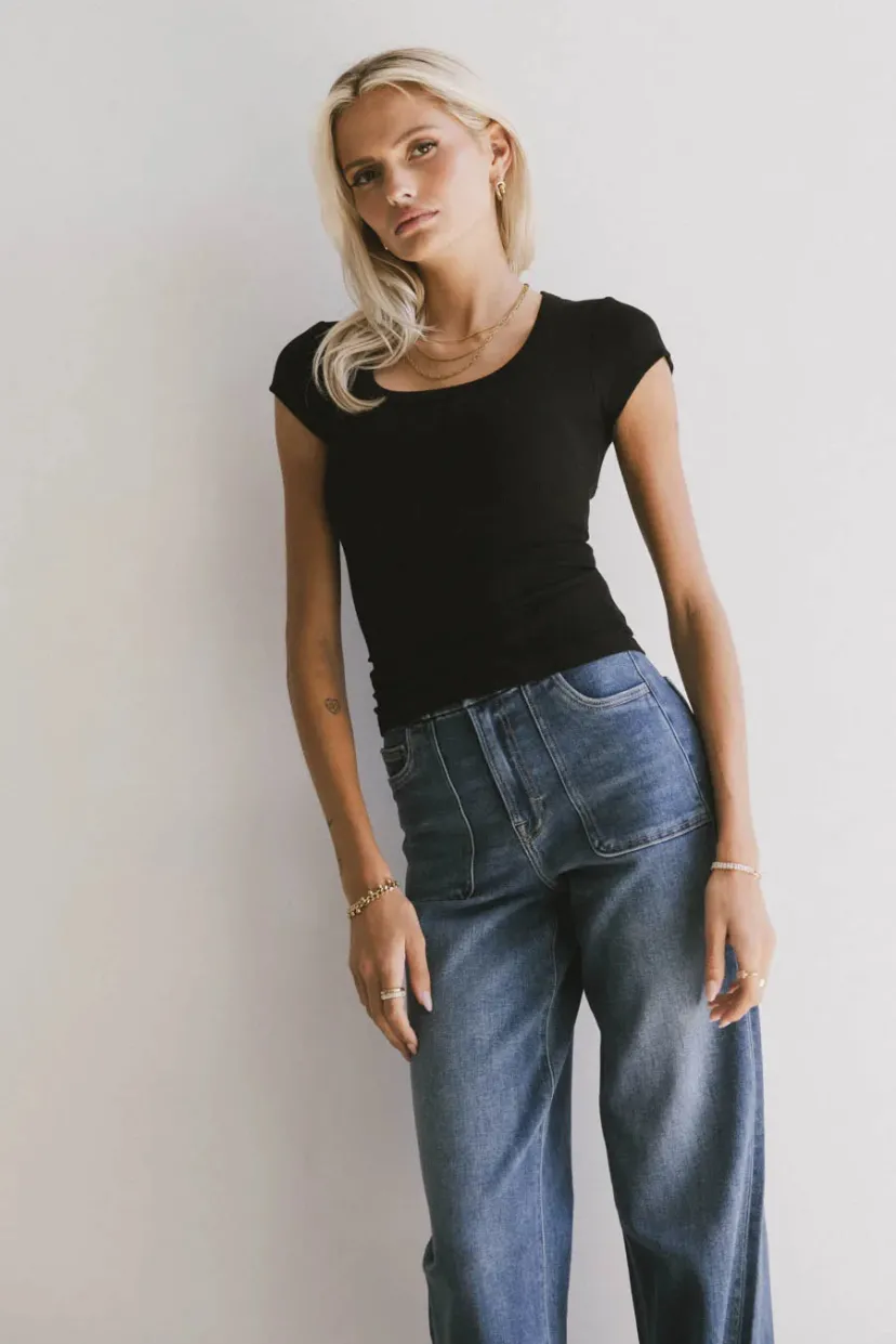 Tops | Essentials>Bohme Freya Ribbed Top in Black