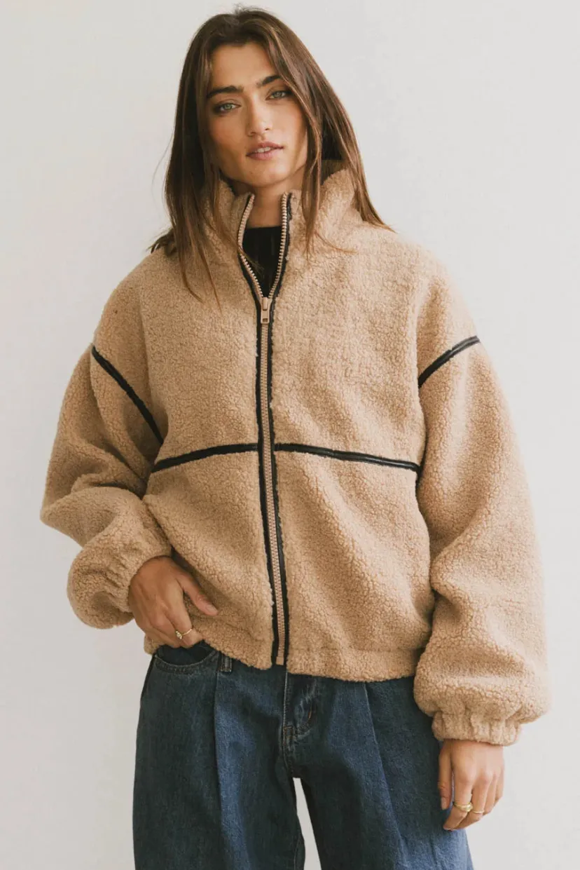 Jackets>Bohme Gabby Fleece Zip Up in Tan