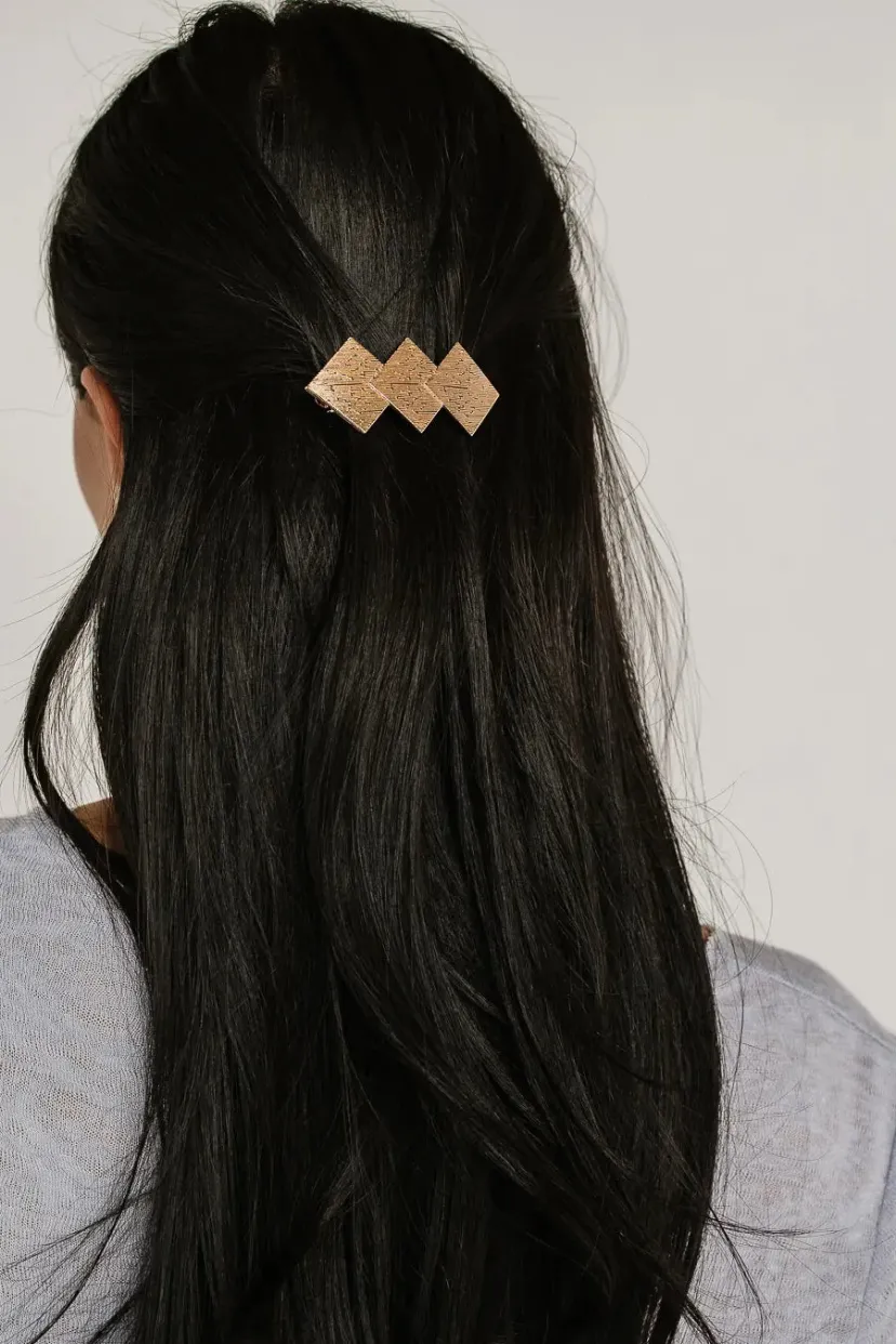 Hair Accessories>Bohme Geometric Hair Clip in Gold