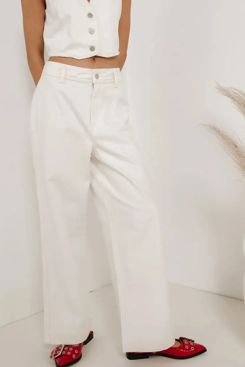 Denim | All Bottoms>Bohme Georgia Wide Leg Jeans in - FINAL SALE Cream