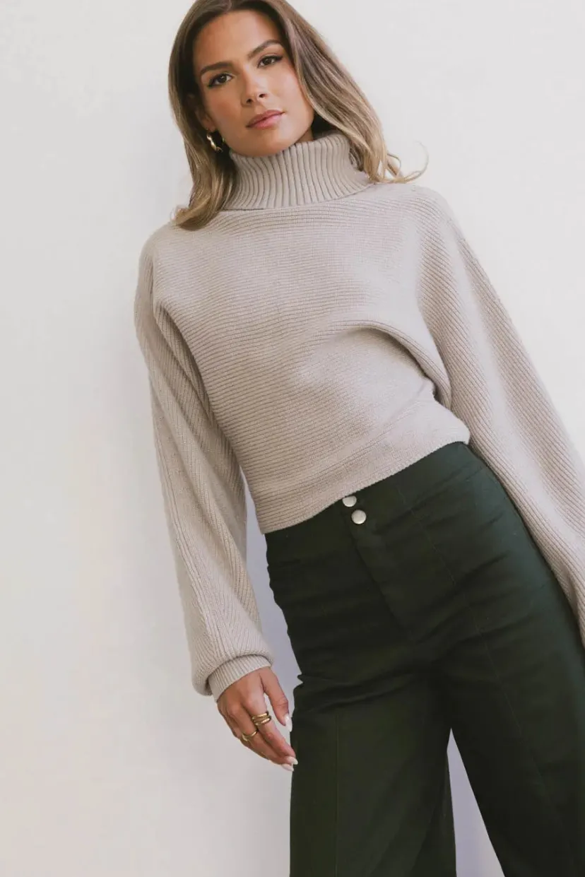 Tops | Sweaters>Bohme Gracelyn Turtleneck Sweater in Fog