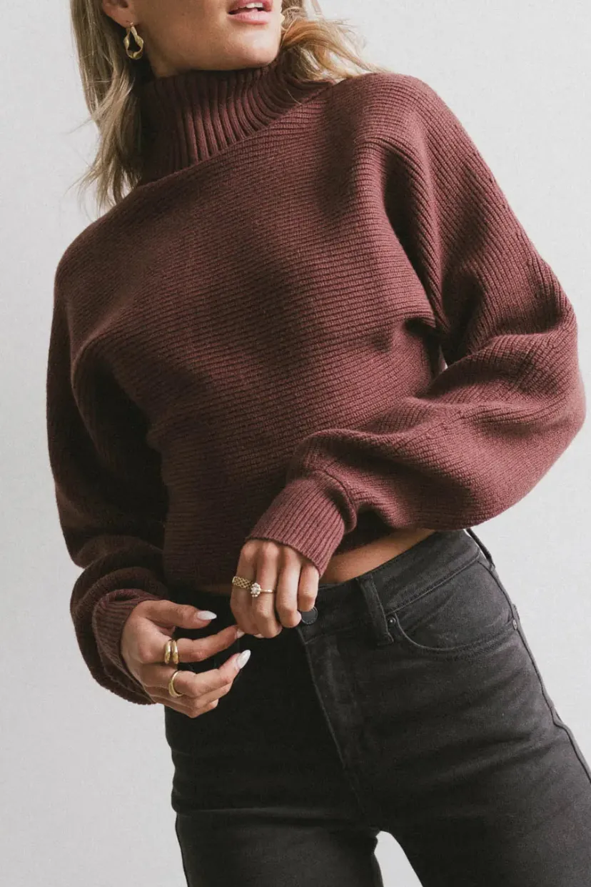 Tops | Sweaters>Bohme Gracelyn Turtleneck Sweater in Redbrown Red-brown