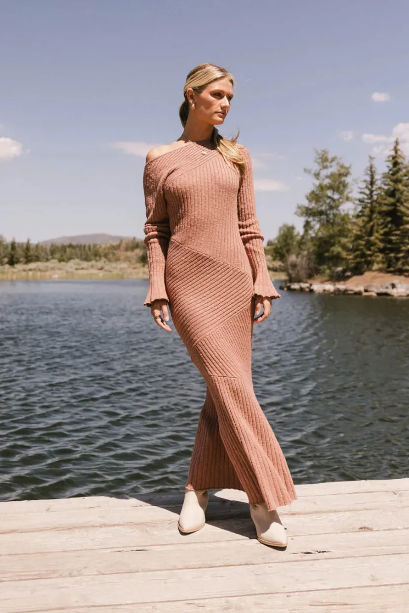 Dresses | Maxi Dresses>Bohme Grove Ribbed Maxi Dress in Clay