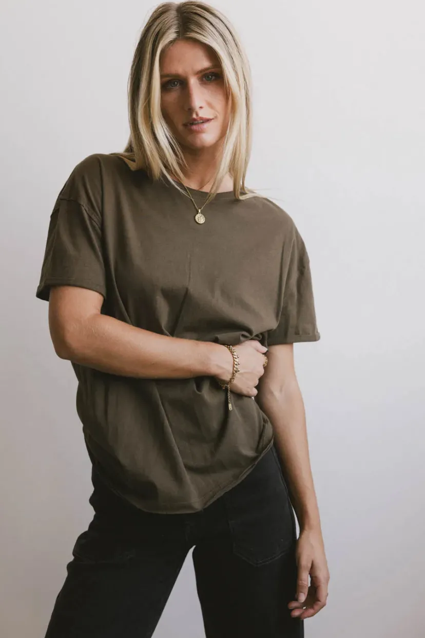 Tops | Essentials>Bohme Gunner Basic Tee in Dark Olive Darkolive