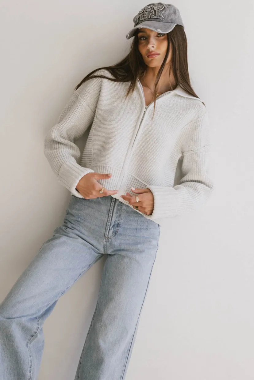 Tops | Sweaters>Bohme Hallie Zip Up Cardigan in Grey