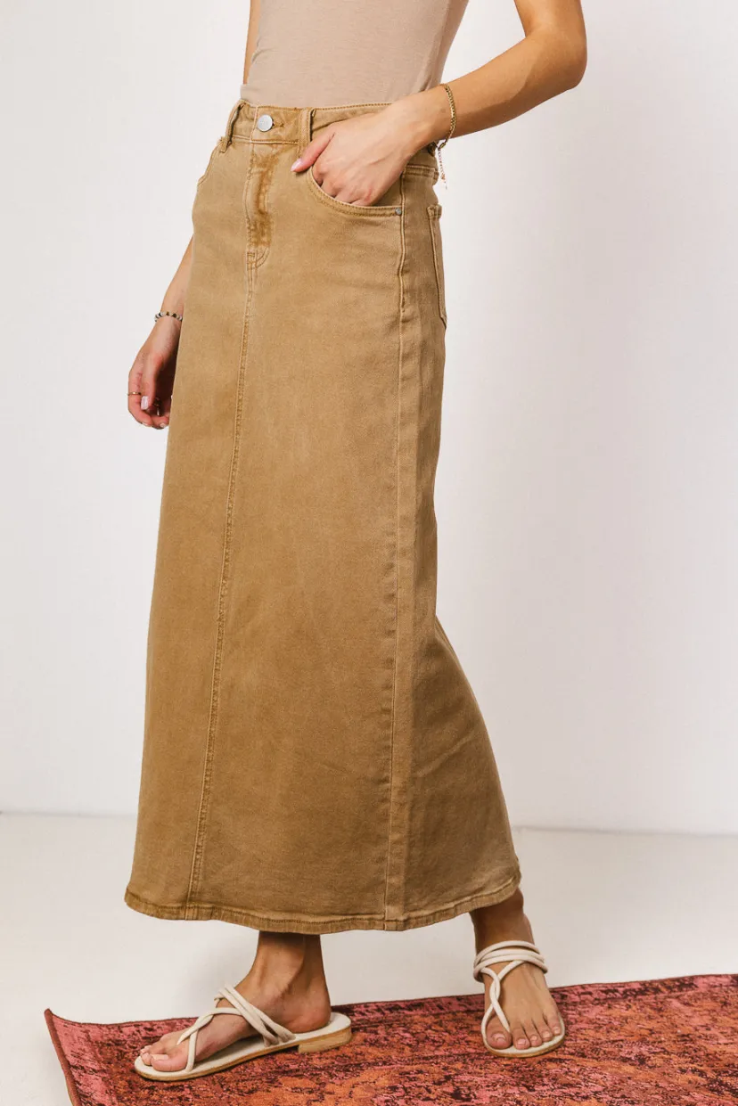 Skirts | All Bottoms>Bohme Harley Denim Midi Skirt in Mocha