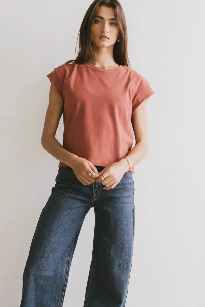 Tops | Essentials>Bohme Harry Cutoff Top in Brick