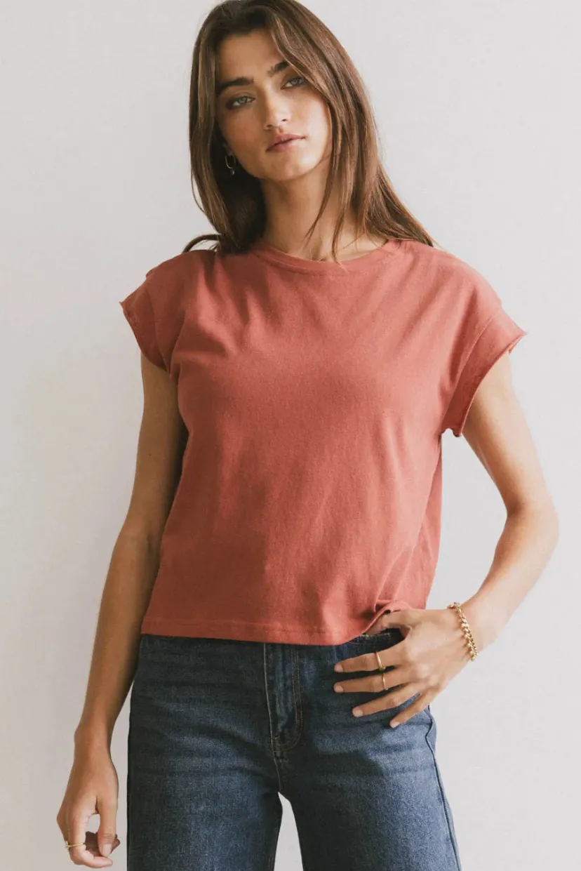 Tops | Essentials>Bohme Harry Cutoff Top in Brick