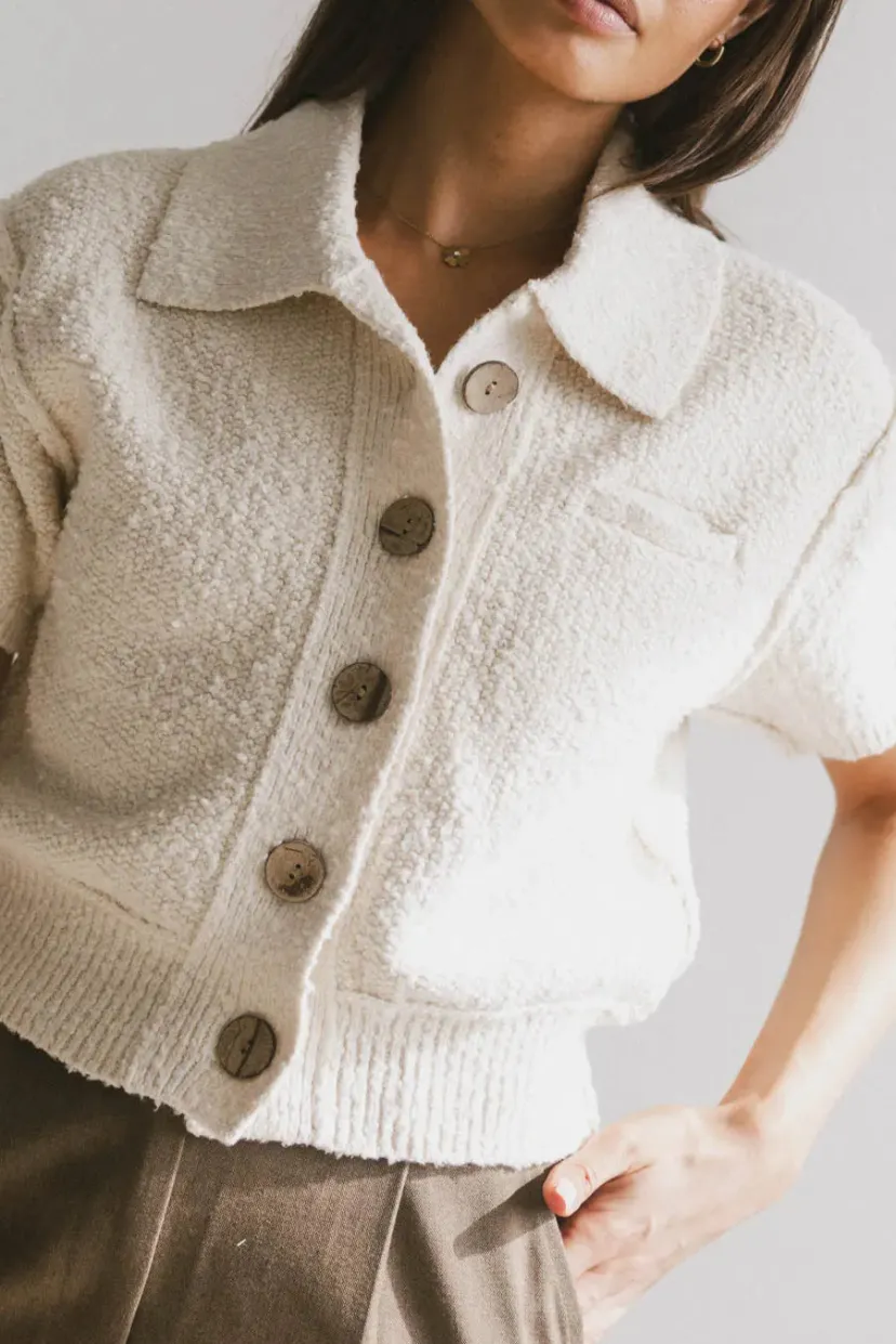 Tops | Sweaters>Bohme Hayes Knit Cardigan in Cream