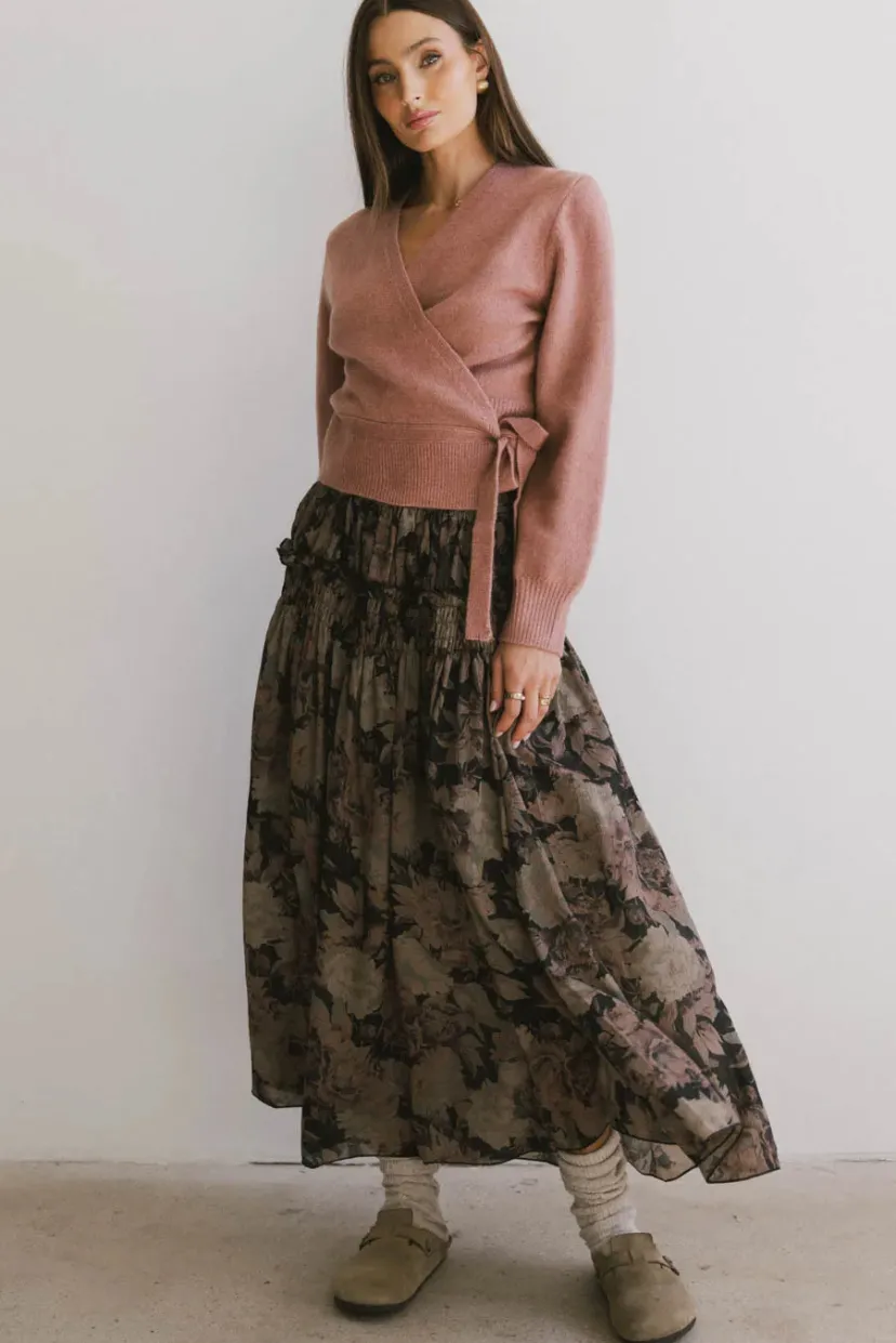 Skirts | All Bottoms>Bohme Heather Floral Maxi Skirt in Black