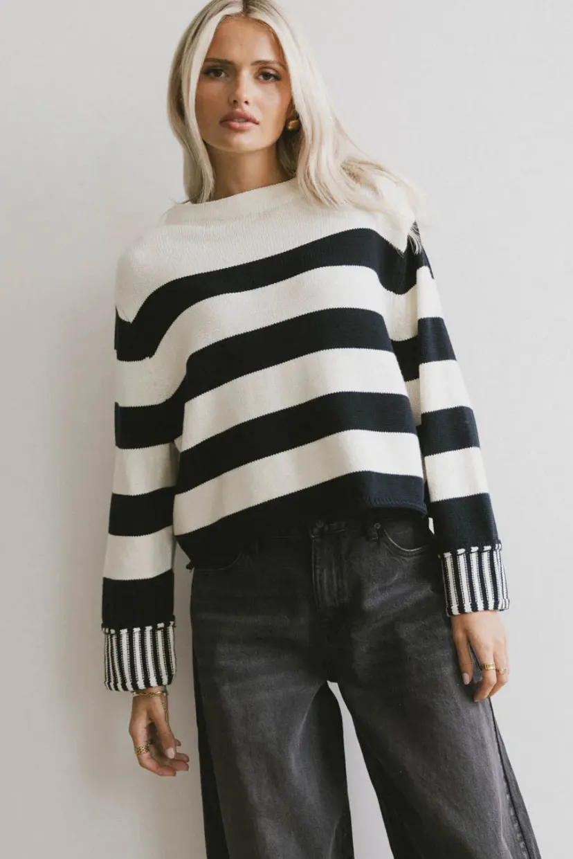 Tops | Sweaters>Bohme Helena Striped Sweater in Black