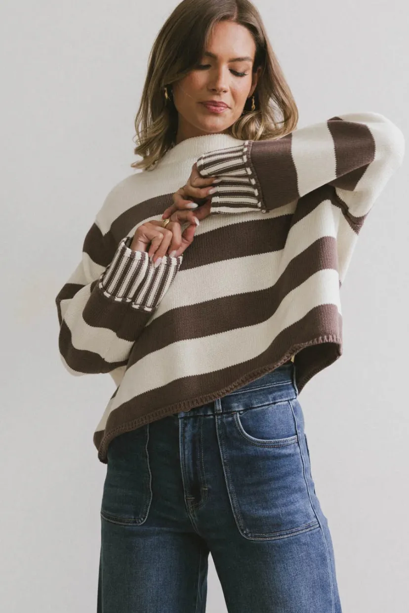 Tops | Sweaters>Bohme Helena Striped Sweater in Brown