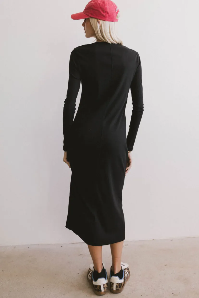 Dresses | Midi Dresses>Bohme Hollis Ribbed Dress in Black